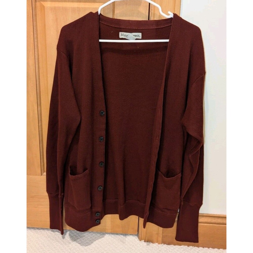 Munsingwear Mens Burgundy Long Sleeve Crew Neck Knit Pullover Sweater L - Picture 1 of 6